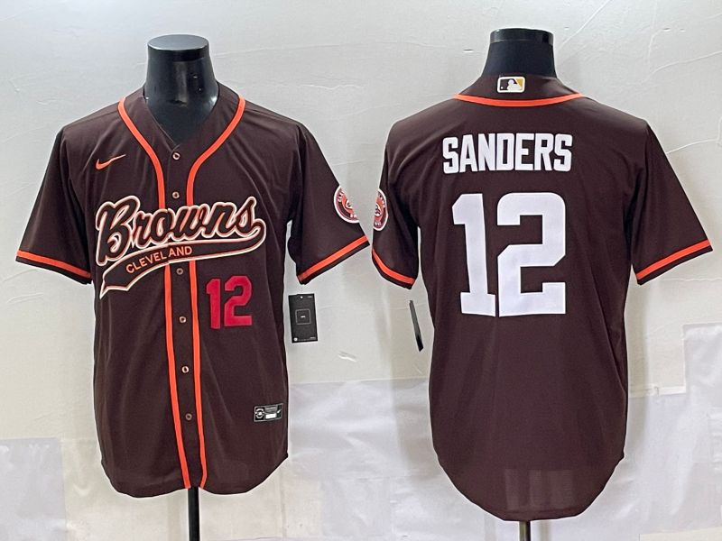 Men 2025 Cleveland Browns 12 Sanders Brown Joint Name Nike Limited NFL Jersey style 4